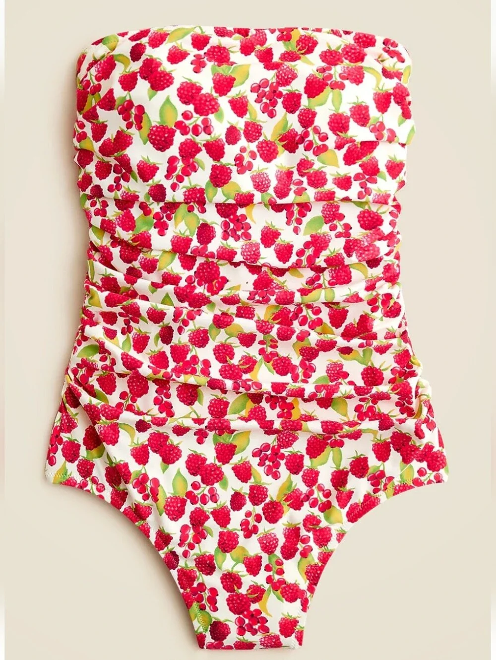 J. Crew Gemma Ruched Bandeau One-Piece Swimsuit In Rasberry Print - Picture 10 of 14